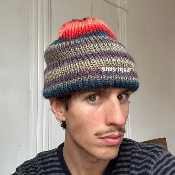 Ombré Striped Knit Supreme New York Winter Beanie Hat Cap - Picture 2 of 8